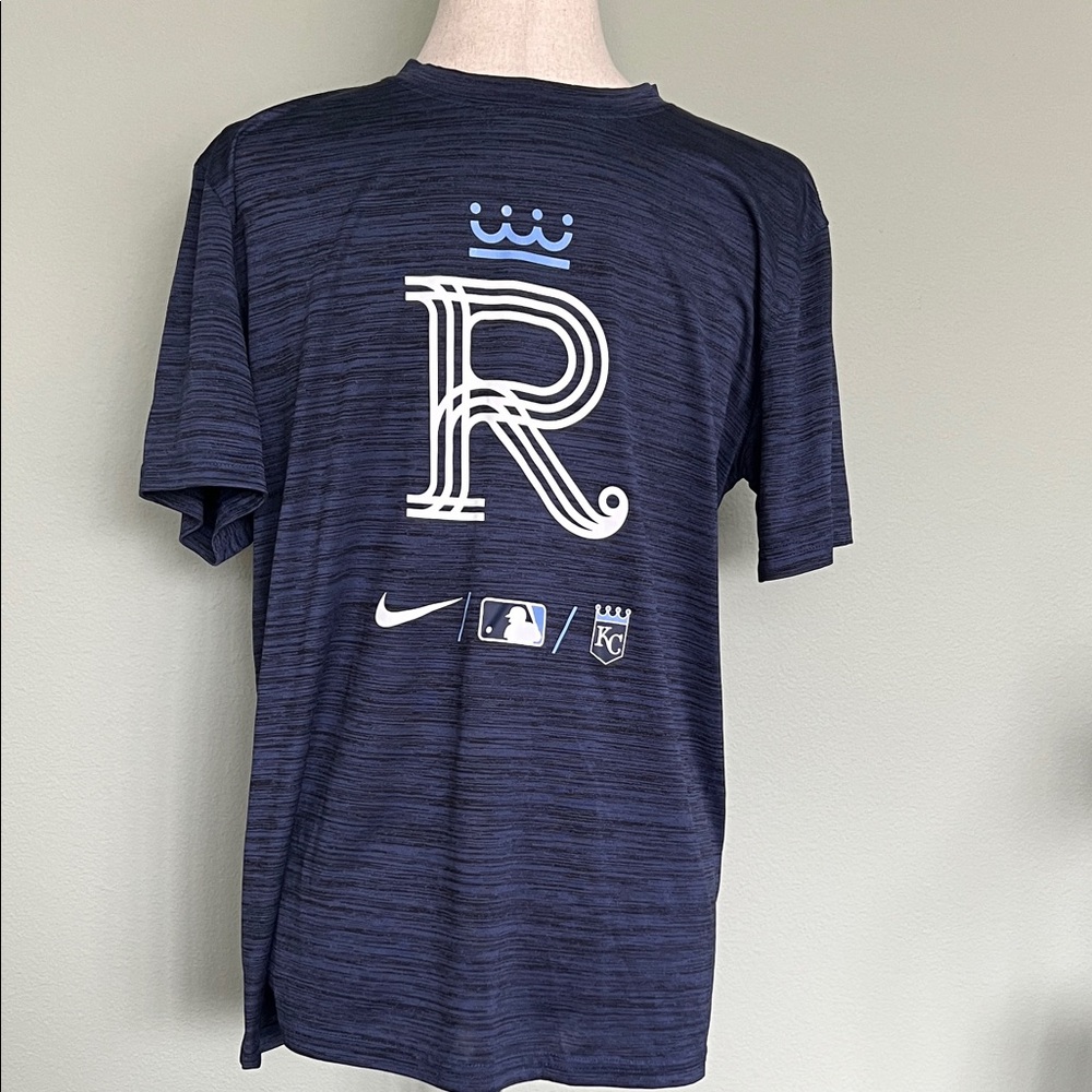 Nike Kansas City Royals Navy and White Tee Dri-FIT